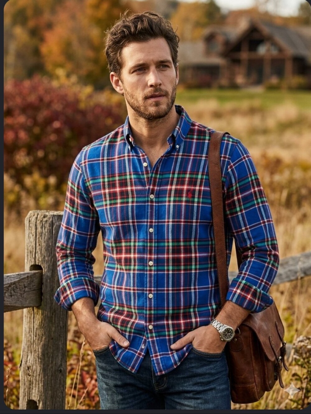 Ralph Lauren Blue Green Red Plaid Button-Down Shirt